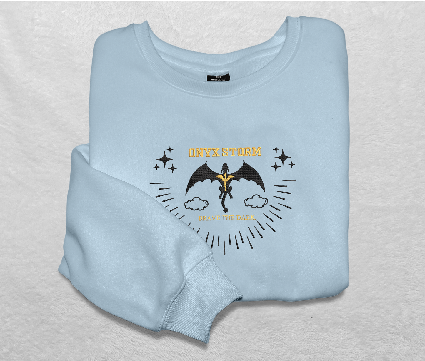 Embroidered Dragon Onyx Storm Sweatshirt, Embroidered Crewneck For Fourth Wing Fan Club, Gift For Readers For Book Lover