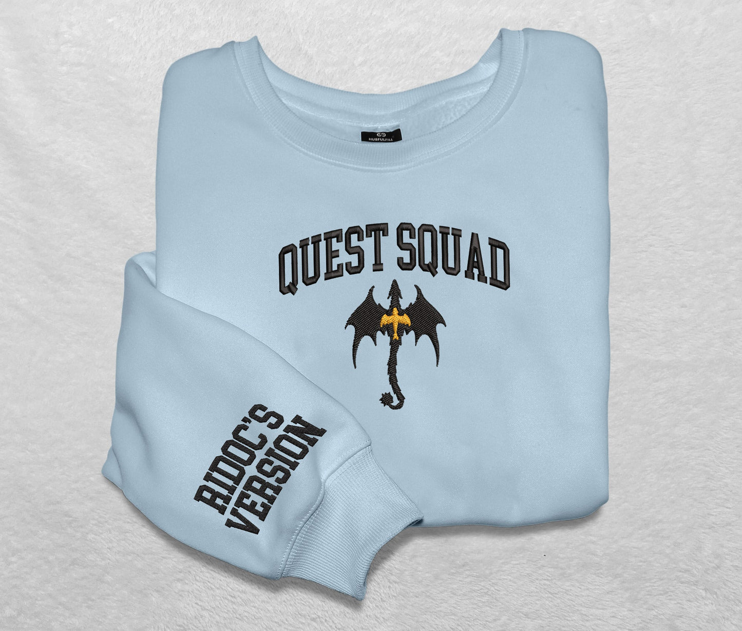 Embroidered Quest Squad Dragon Sweatshirt, Ridoc’s Version Embroidered Crewneck, Gift For Fan Club Onyx Storm Empyrean Series, For Book Lover