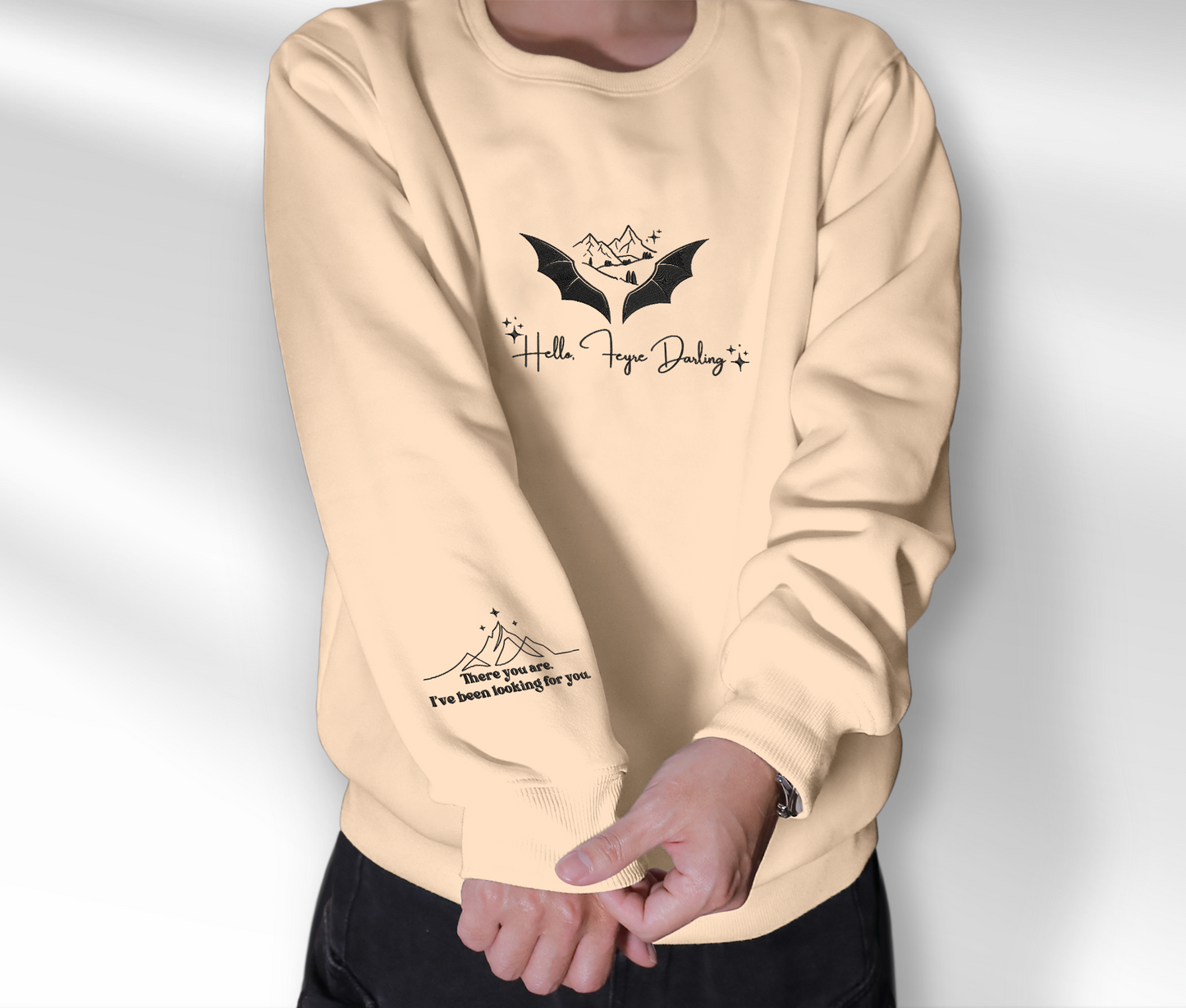 Hello, Feyre Darling Embroidered Sweatshirt, Velaris Acotar Art Embroidered Shirt, Fourth Wing Bookish Trendy Shirt, Gift For Book Lover