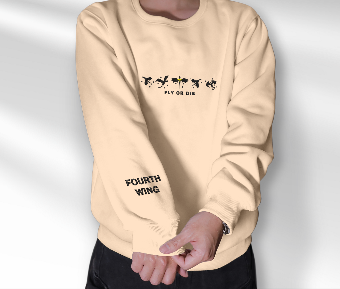 Fourth Wing Embroidered Sweatshirt, Fly Or Die Embroidered Shirt, Acotar Velaris Shirt, Basgiath War College, Gift For Book Lover
