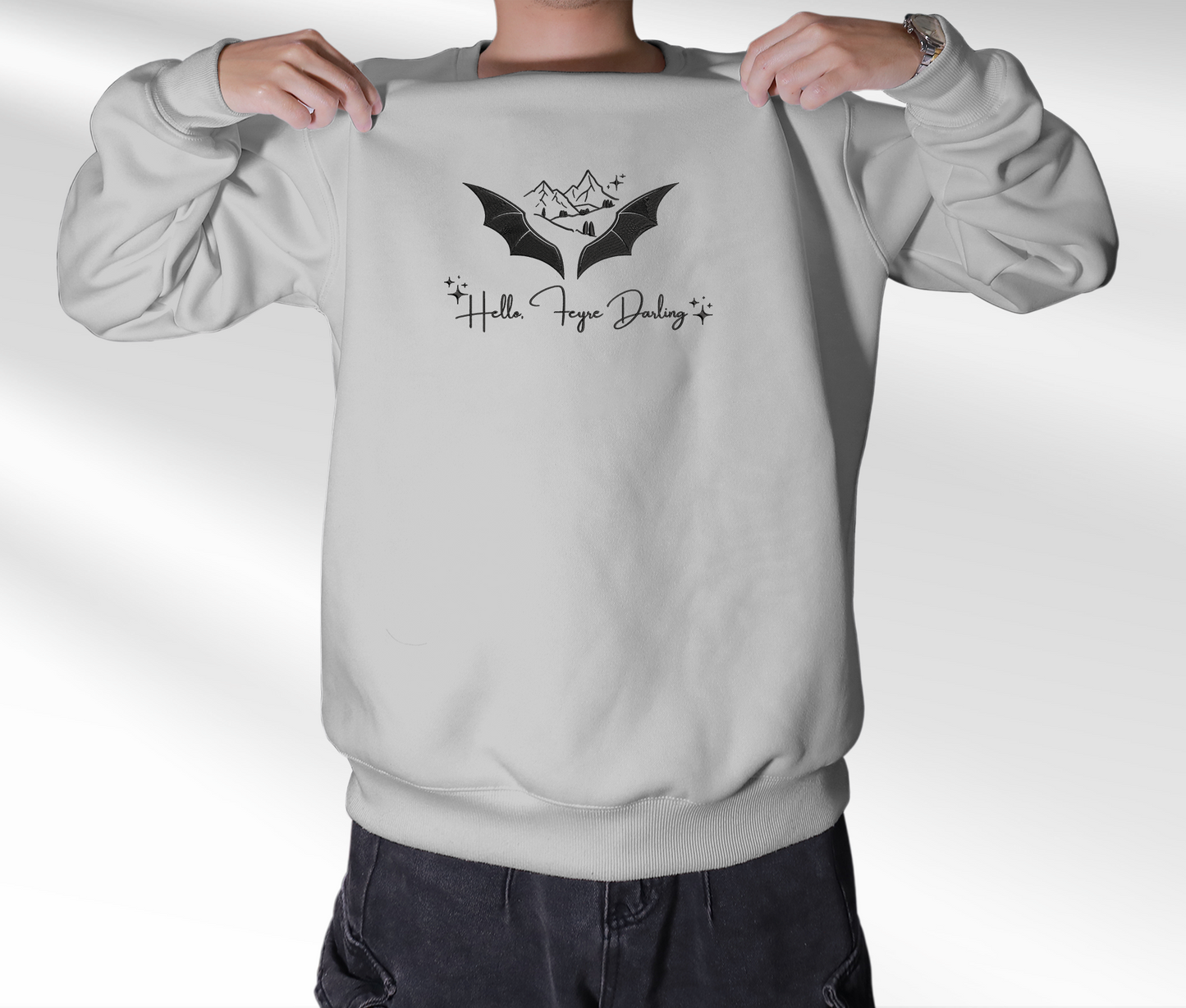 Hello, Feyre Darling Embroidered Sweatshirt, Velaris Acotar Art Embroidered Shirt, Fourth Wing Bookish Trendy Shirt, Gift For Book Lover