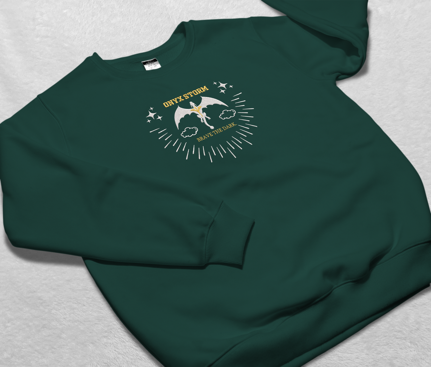 Embroidered Dragon Onyx Storm Sweatshirt, Embroidered Crewneck For Fourth Wing Fan Club, Gift For Readers For Book Lover