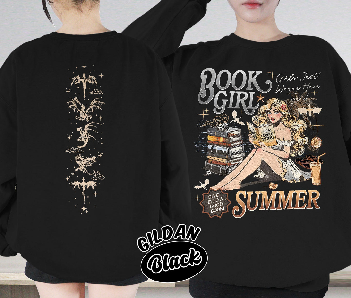 Book Girl Summer Shirt, Fourth Wing Dragon Rider Shirt, Girls Just Wanna Have Sun, Fantasy Beach Shirt, Violet Sorrengail Shirt, Bookish Bookworm Book Nerd Shirt, Gift for Her, Gift for Readers for Book Lovers