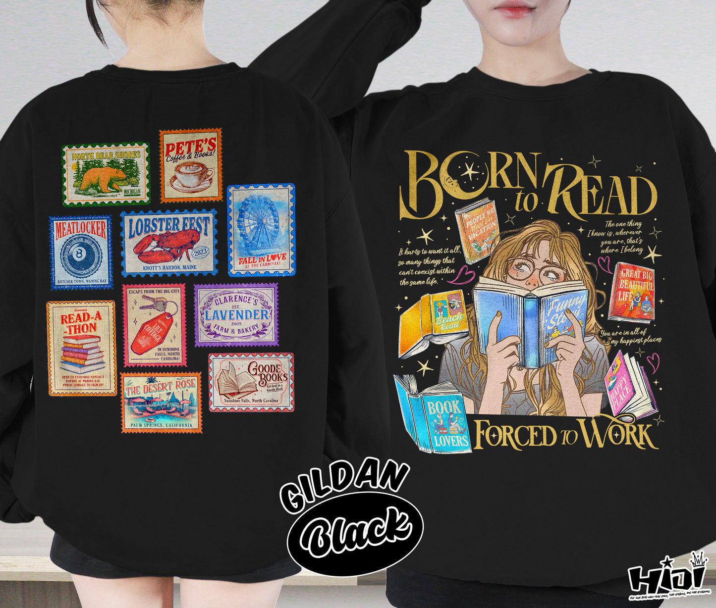 Born to Read Force To Work Shirt, Emily Henry Shirt, | Beach Read Happy Place Shirt, Sunshine Falls Shirt, Romantasy Readers Shirt, Bookish Bookworm Book Nerd Shirt, Gift for Her, Gift for Readers for Book Lovers