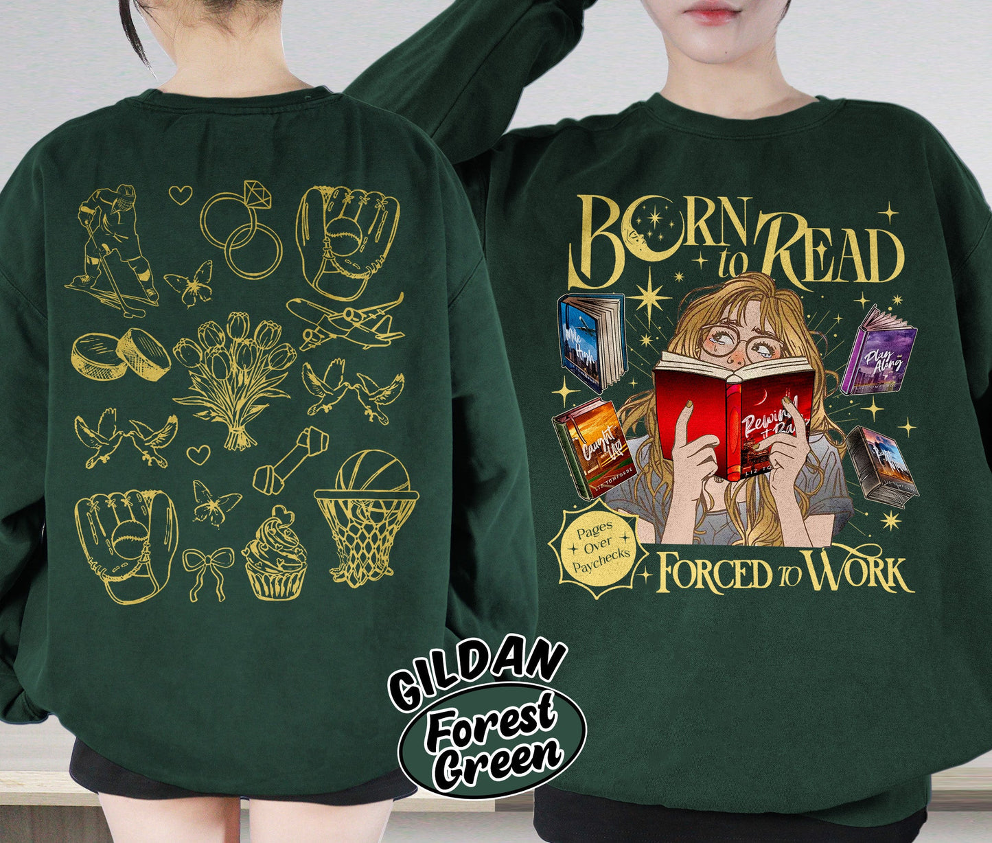 Born To Read Forced To Work Shirt, Windy City Series Book Stack Shirt, City Skyline Shirt, Romantasy Readers Shirt, Bookish Bookworm Book Nerd Shirt, Gift for Her, Gift for Readers for Book Lovers
