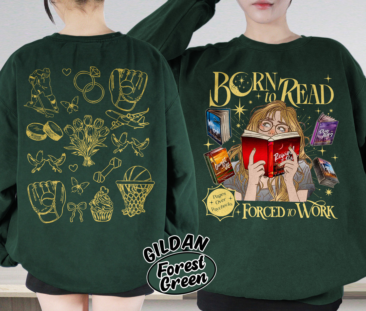 Born To Read Forced To Work Shirt, Windy City Series Book Stack Shirt, City Skyline Shirt, Romantasy Readers Shirt, Bookish Bookworm Book Nerd Shirt, Gift for Her, Gift for Readers for Book Lovers