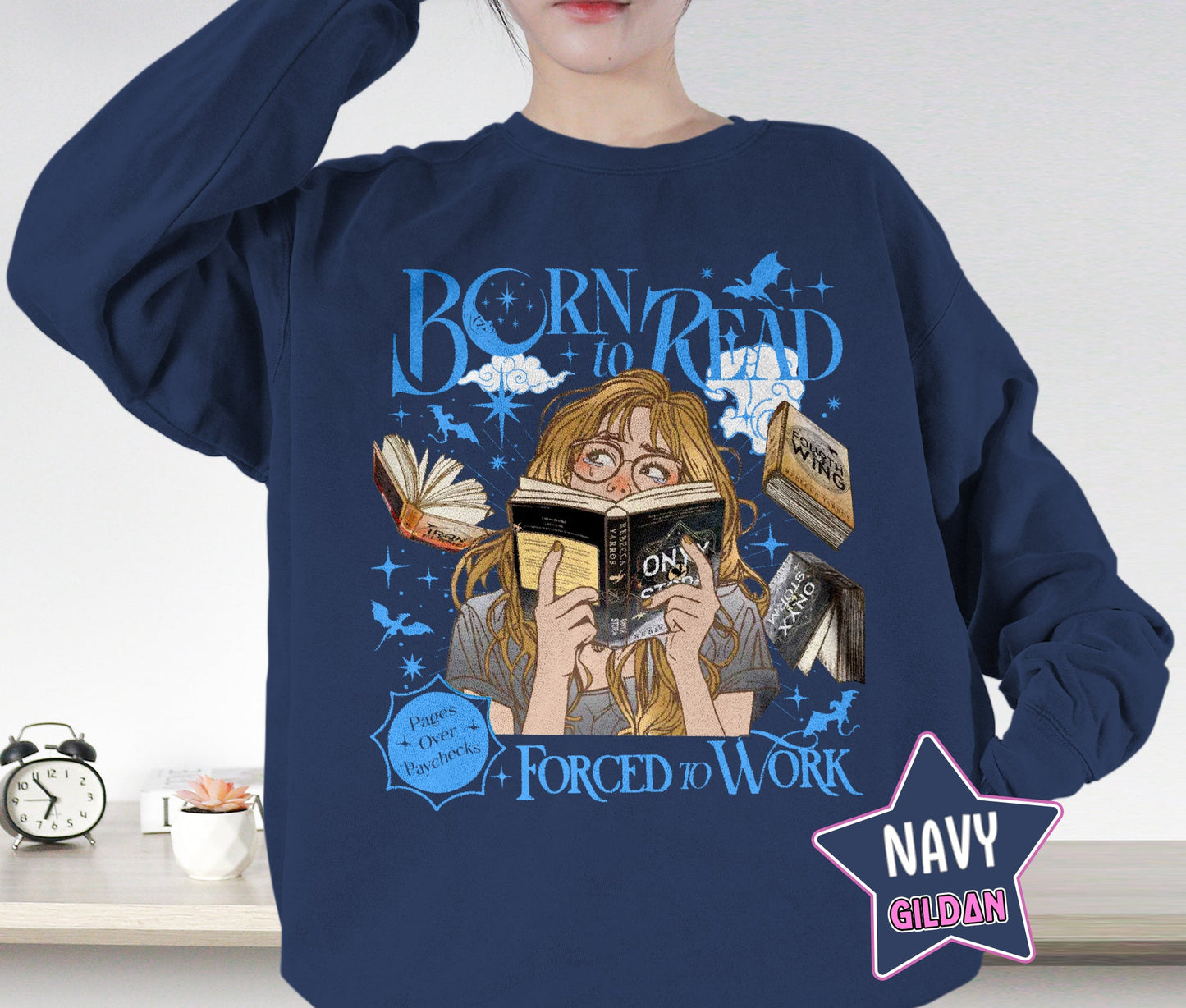 Born To Read Force To Work Shirt, Fourth Wing Bookish Shirt, Onyx Storm Shirt, Romantasy Shirt, Bookish Bookworm Book Nerd Shirt, Gift for Her, Gift for Readers for Book Lovers