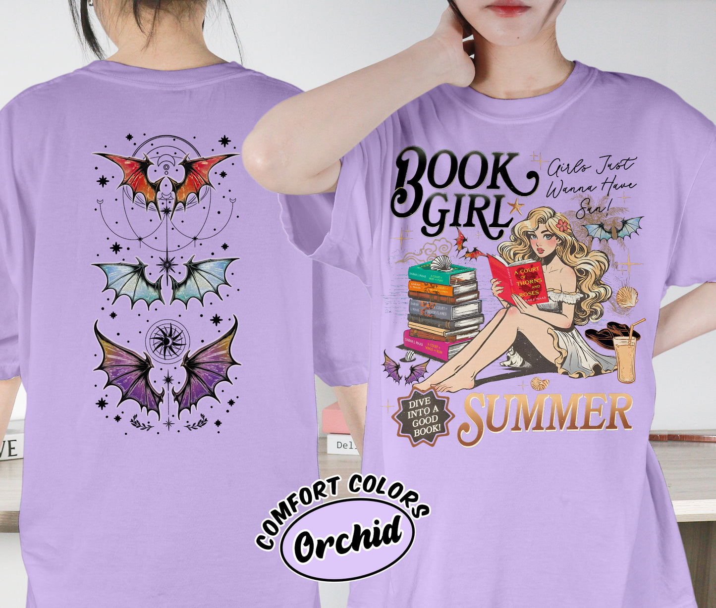 Book Girl Summer Shirt, ACOTAR Bat Boys Shirt, Velaris Book Lover Shirt, Girls Just Wanna Have Sun Shirt, Romantasy Readers Shirt, Bookish Bookworm Book Nerd Shirt, Gift for Her, Gift for Readers for Book Lovers
