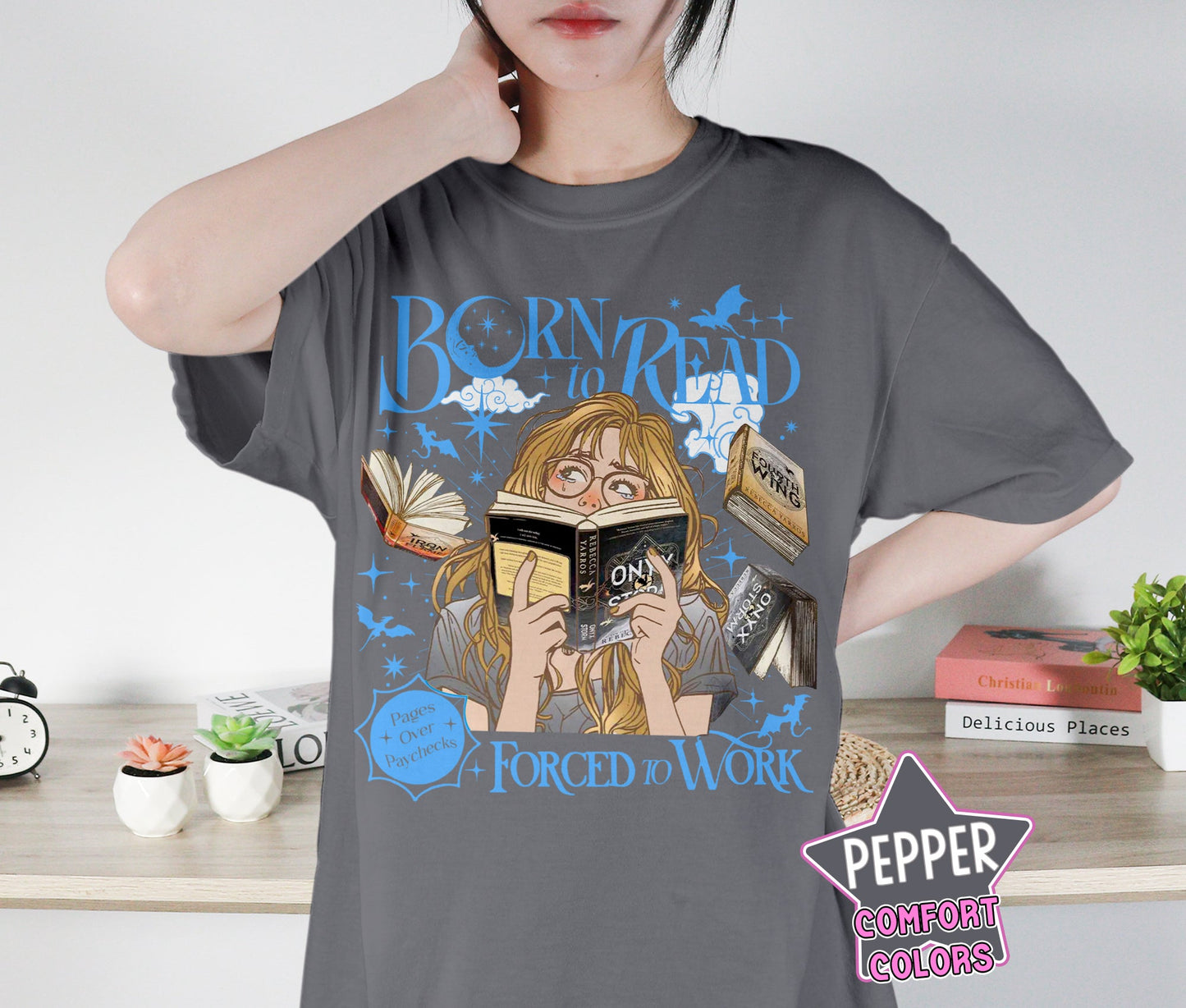 Born To Read Force To Work Shirt, Fourth Wing Bookish Shirt, Onyx Storm Shirt, Romantasy Shirt, Bookish Bookworm Book Nerd Shirt, Gift for Her, Gift for Readers for Book Lovers