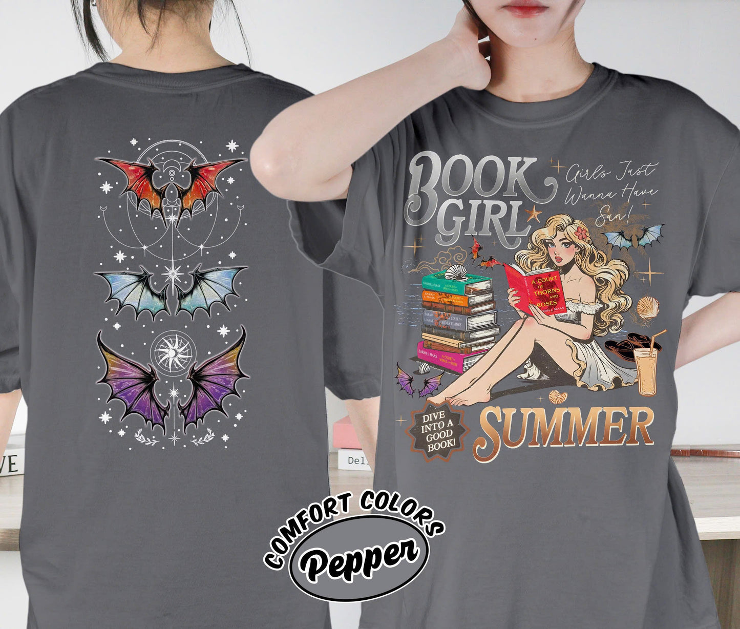 Book Girl Summer Shirt, ACOTAR Bat Boys Shirt, Velaris Book Lover Shirt, Girls Just Wanna Have Sun Shirt, Romantasy Readers Shirt, Bookish Bookworm Book Nerd Shirt, Gift for Her, Gift for Readers for Book Lovers