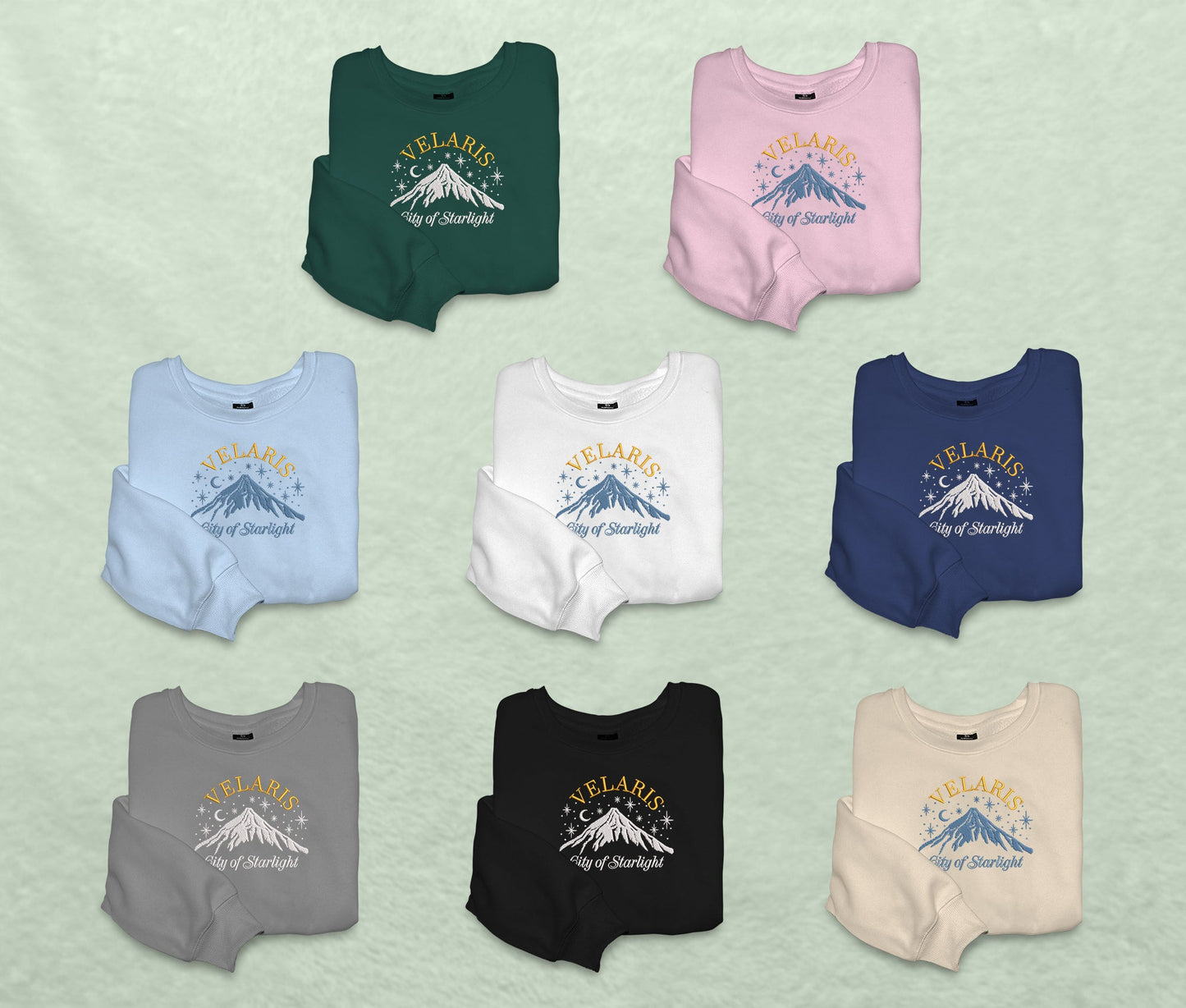 Velaris Embroidered Sweatshirt, Mountain Stars Velaris City Of Starlight Crewneck, Shirt For Acotar Fan Club, Gift For Readers For Book Lover
