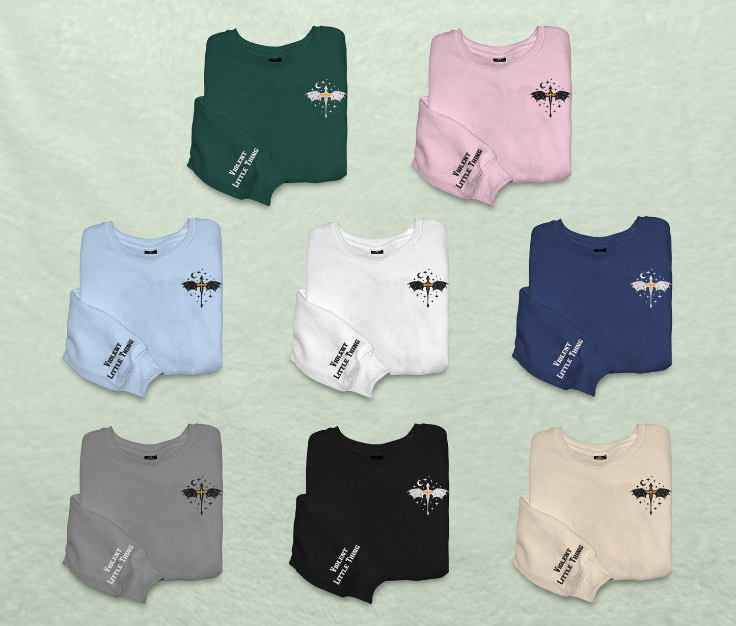 Embroidered Dragon Violent Little Thing Sweatshirt, Basgiath War College Crewneck, Gift For Fourth Wing Fan Club, Gift For Readers For Book Lover
