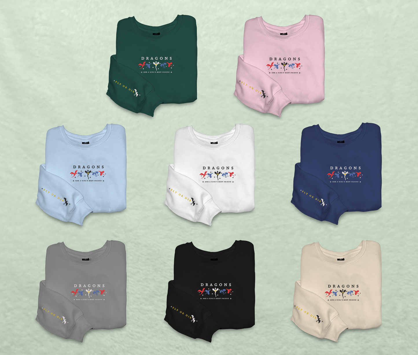 Dragons Fourth Wing Embroidered Sweatshirt, Fly Or Die Embroidered Crewneck, Gift For Fan Club Empyrean Series, Gift For Readers, For Book Lover