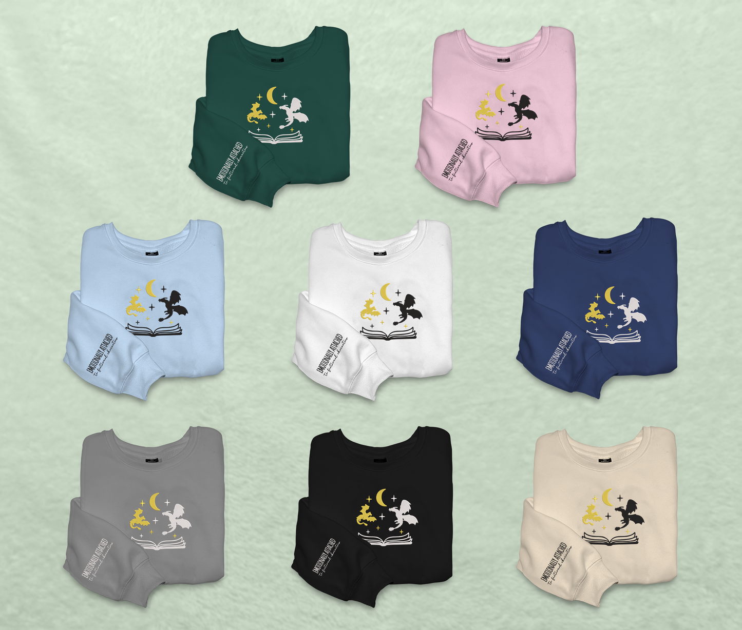 Dragons And Book Embroidered Sweatshirt, Fourth Wing Embroidered Crewneck, Gift For Empyrean Series Fan Club, Gift For Readers, For Book Lover