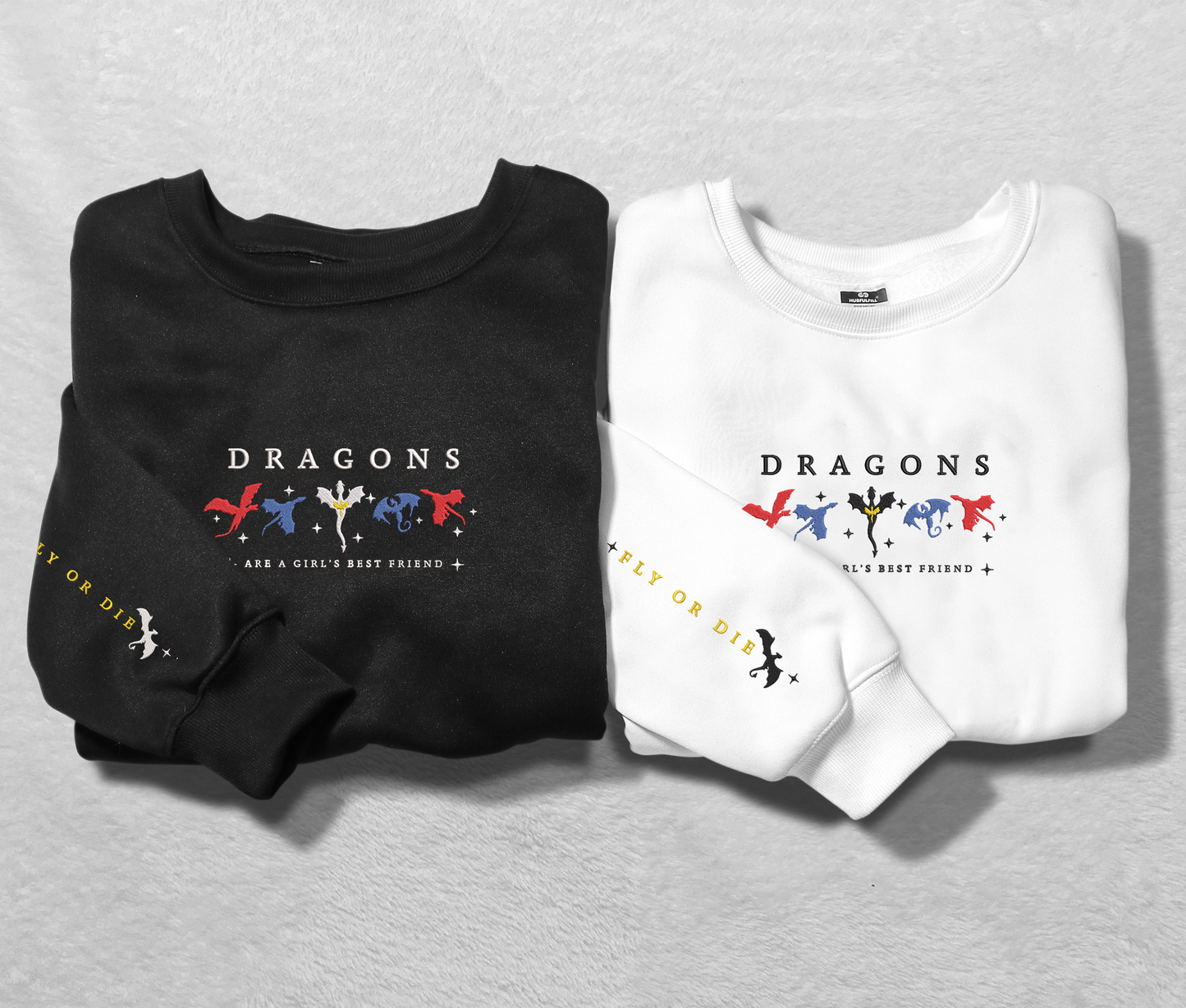 Dragons Fourth Wing Embroidered Sweatshirt, Fly Or Die Embroidered Crewneck, Gift For Fan Club Empyrean Series, Gift For Readers, For Book Lover