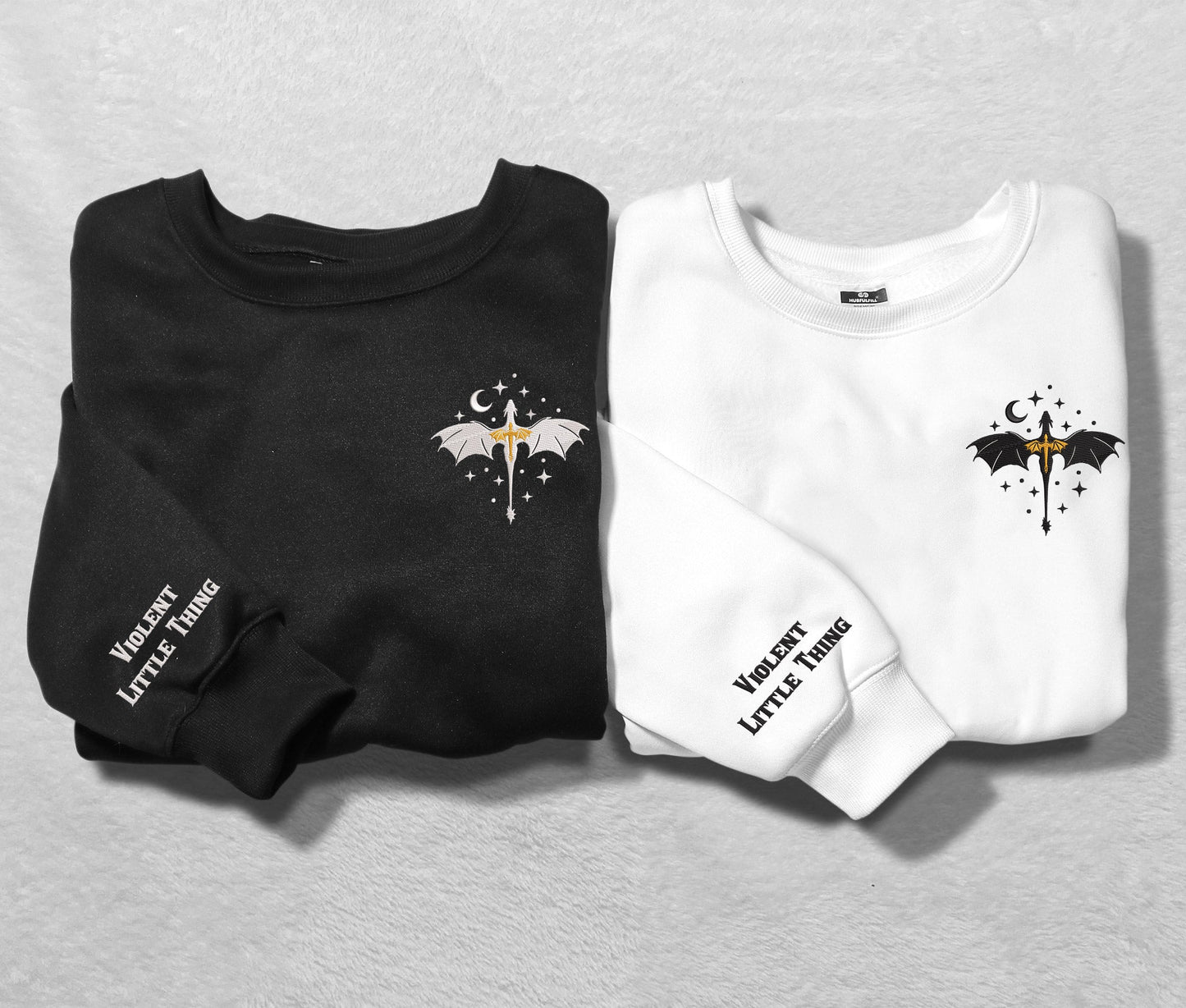Embroidered Dragon Violent Little Thing Sweatshirt, Basgiath War College Crewneck, Gift For Fourth Wing Fan Club, Gift For Readers For Book Lover