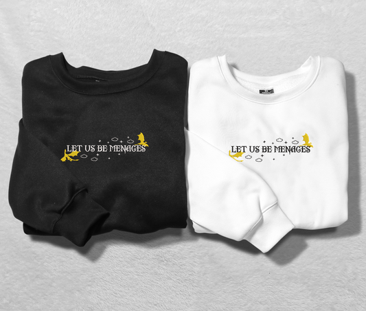 Let Us Be Menages Embroidered Sweatshirt, Fourth Wing Embroidered Crewneck, Gift For Empyrean Series Fan Club, Gift For Readers For Book Lover