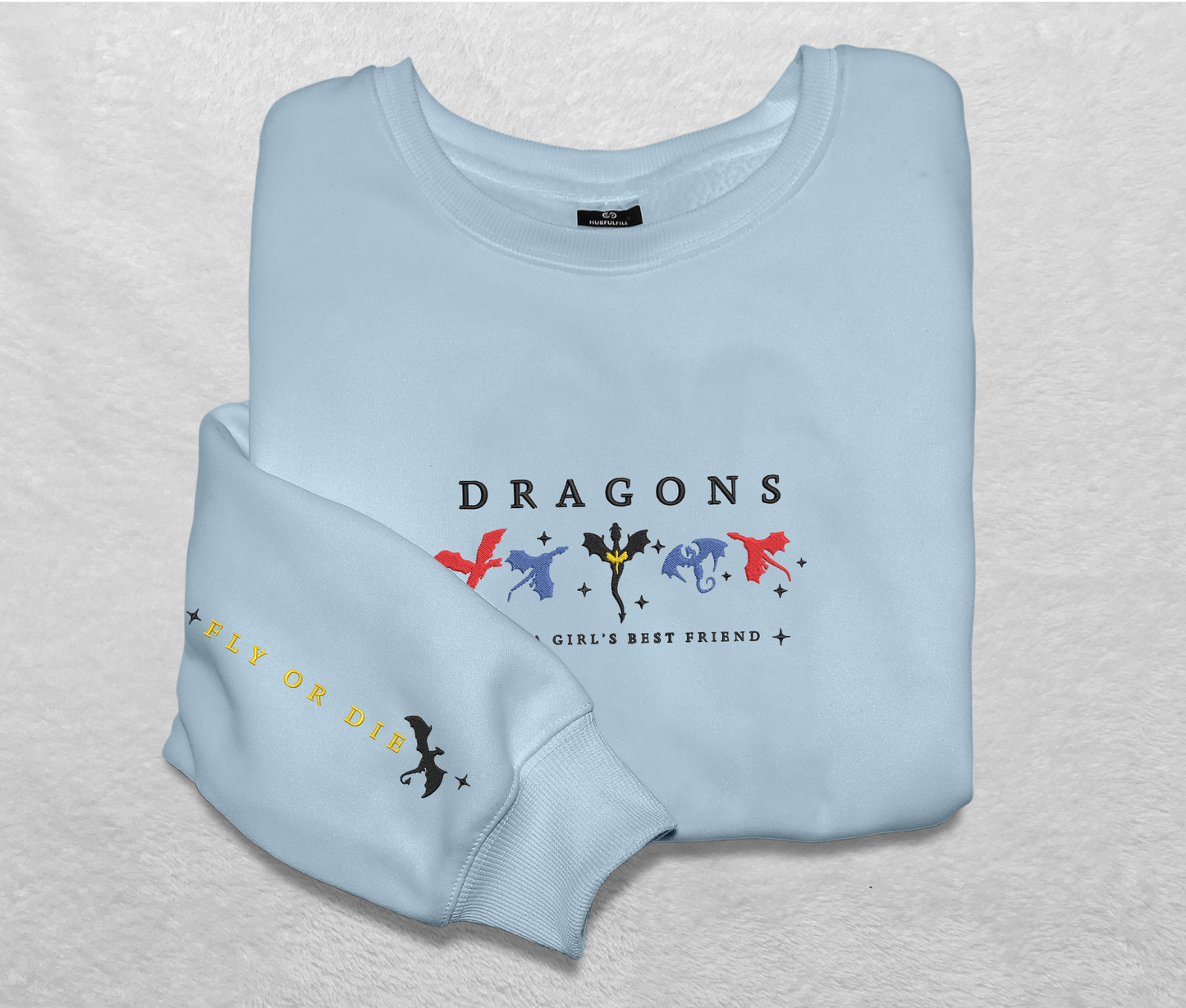 Dragons Fourth Wing Embroidered Sweatshirt, Fly Or Die Embroidered Crewneck, Gift For Fan Club Empyrean Series, Gift For Readers, For Book Lover