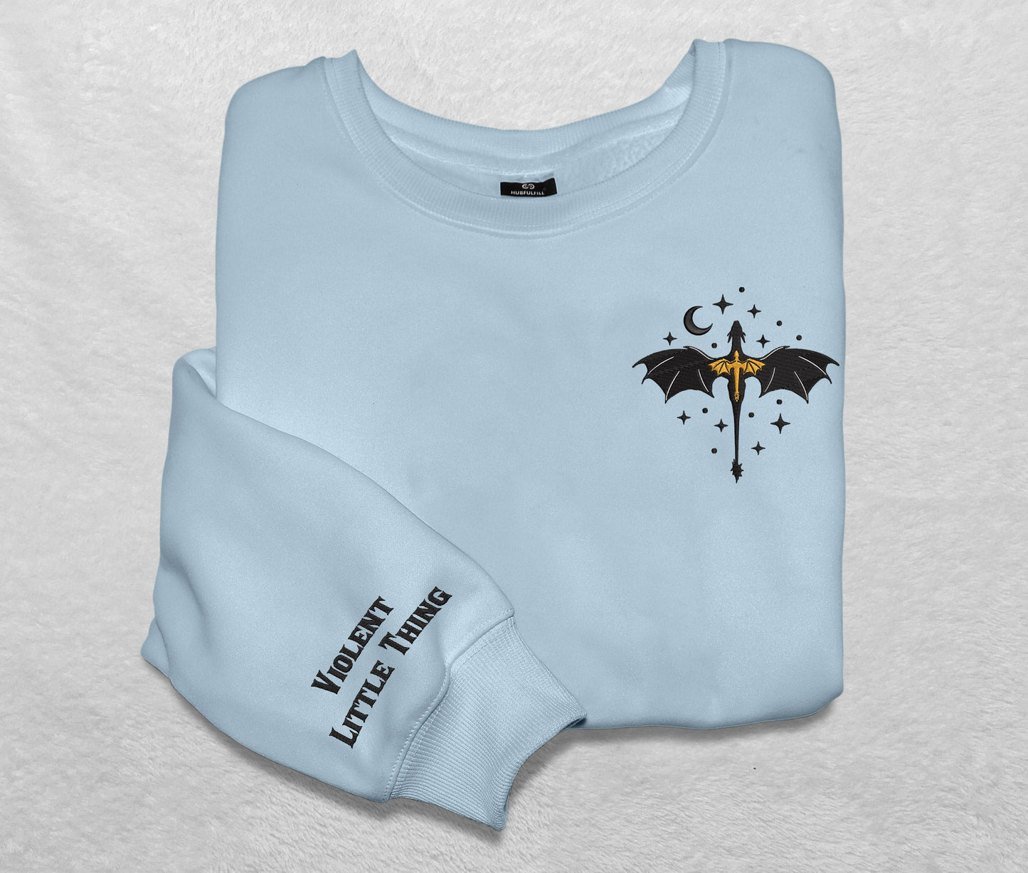 Embroidered Dragon Violent Little Thing Sweatshirt, Basgiath War College Crewneck, Gift For Fourth Wing Fan Club, Gift For Readers For Book Lover