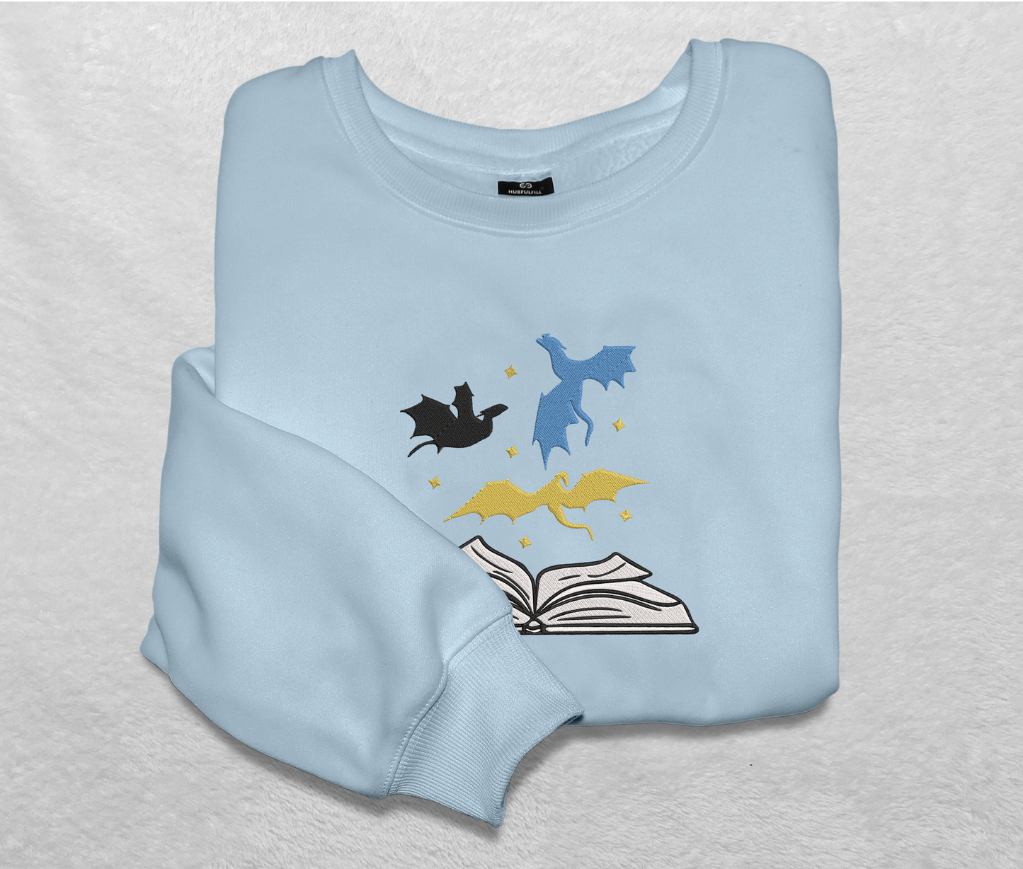 Dragons and Book Embroidered Sweatshirt, Velaris Acotar Art Shirt, Fourth Wing Merch Shirt, Bookish Trendy Shirt, Reader Gift For Book Lover