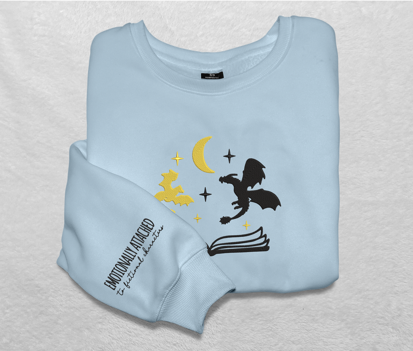 Dragons And Book Embroidered Sweatshirt, Fourth Wing Embroidered Crewneck, Gift For Empyrean Series Fan Club, Gift For Readers, For Book Lover