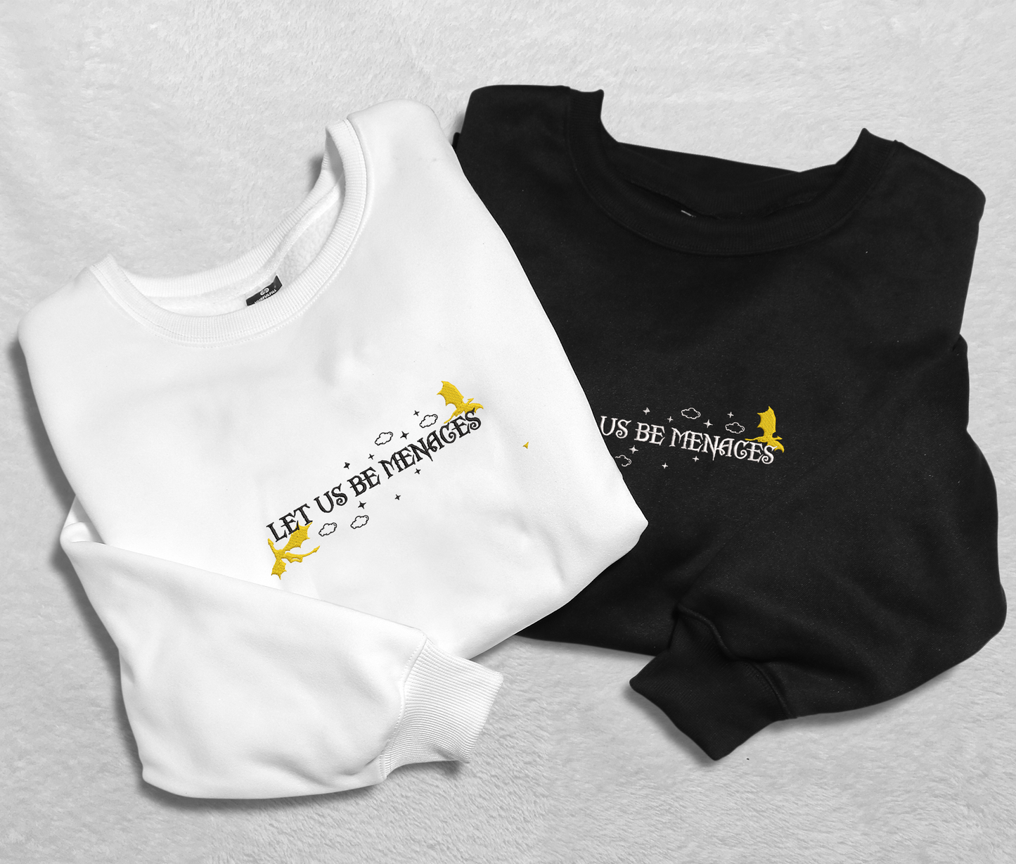 Let Us Be Menages Embroidered Sweatshirt, Fourth Wing Embroidered Crewneck, Gift For Empyrean Series Fan Club, Gift For Readers For Book Lover