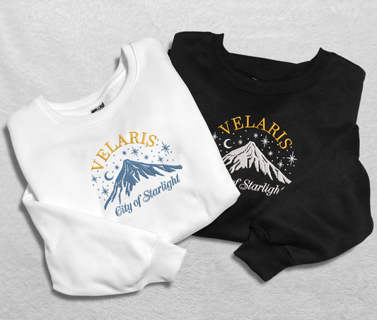 Velaris Embroidered Sweatshirt, Mountain Stars Velaris City Of Starlight Crewneck, Shirt For Acotar Fan Club, Gift For Readers For Book Lover