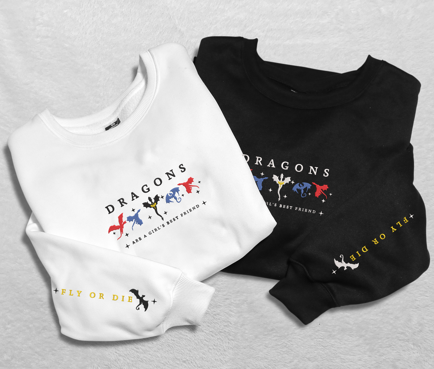 Dragons Fourth Wing Embroidered Sweatshirt, Fly Or Die Embroidered Crewneck, Gift For Fan Club Empyrean Series, Gift For Readers, For Book Lover