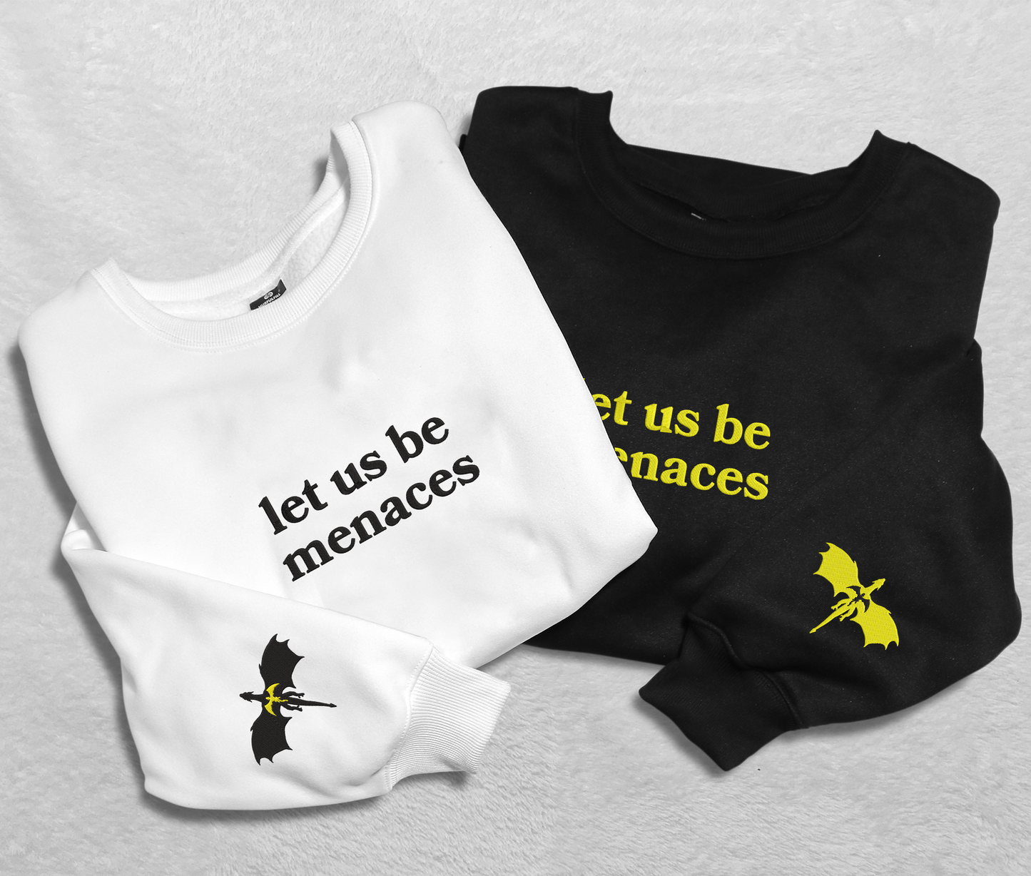 Embroidered Dragon Let Us Be Menaces Sweatshirt, Embroidered Crewneck For Fourth Wing Fan Club, Gift For Readers For Book Lover