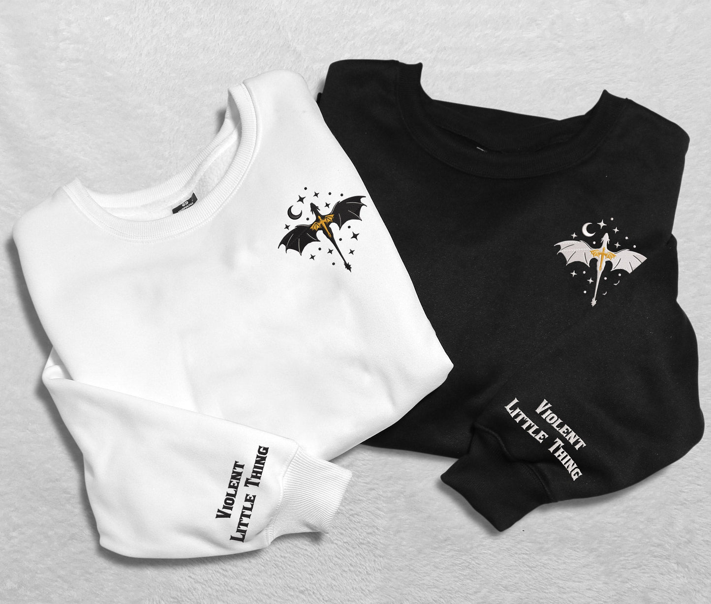 Embroidered Dragon Violent Little Thing Sweatshirt, Basgiath War College Crewneck, Gift For Fourth Wing Fan Club, Gift For Readers For Book Lover