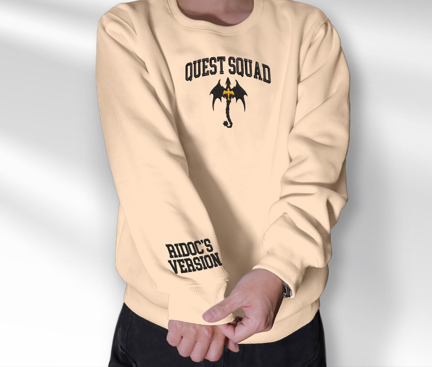 Embroidered Quest Squad Dragon Sweatshirt, Ridoc’s Version Embroidered Crewneck, Gift For Fan Club Onyx Storm Empyrean Series, For Book Lover