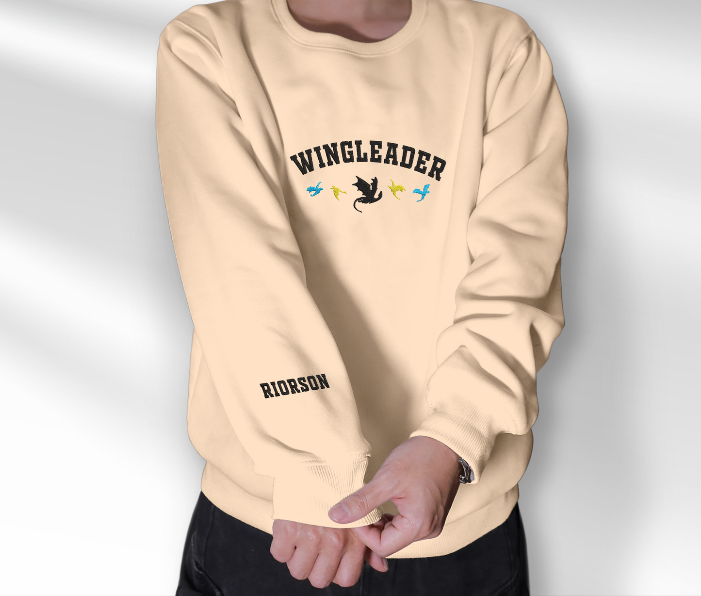 Embroidered Xaden Riorson Wingleader Sweatshirt, Embroidered Dragon Rider Crewneck, For Fourth Wing Fan Club, Gift For Readers For Book Lover