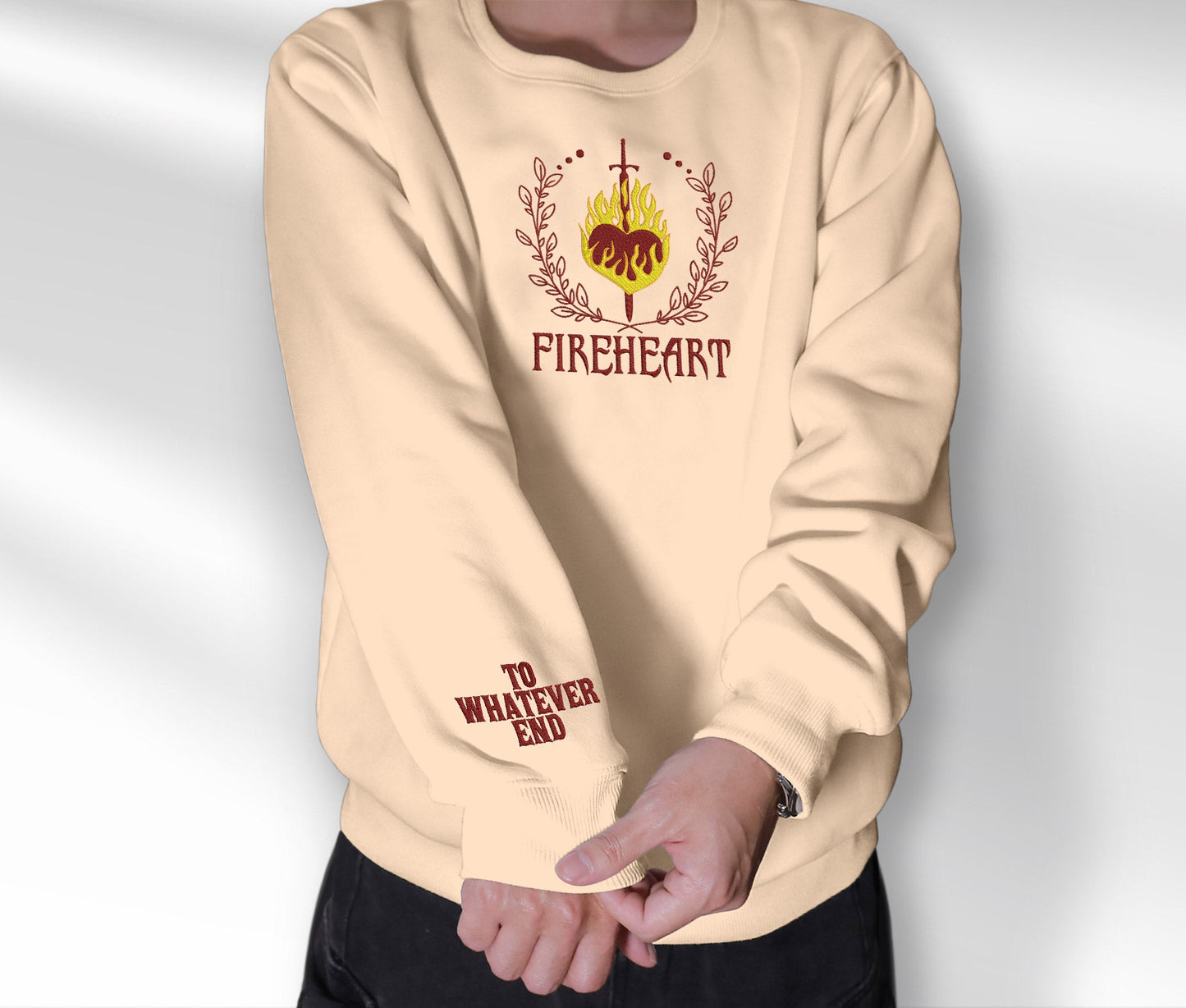 Fireheart Embroidered Sweatshirt, Throne Of Glass Quote Embroidered Crewneck, Empire Of Storms Heir Of Fire, Gift For Readers For Book Lover