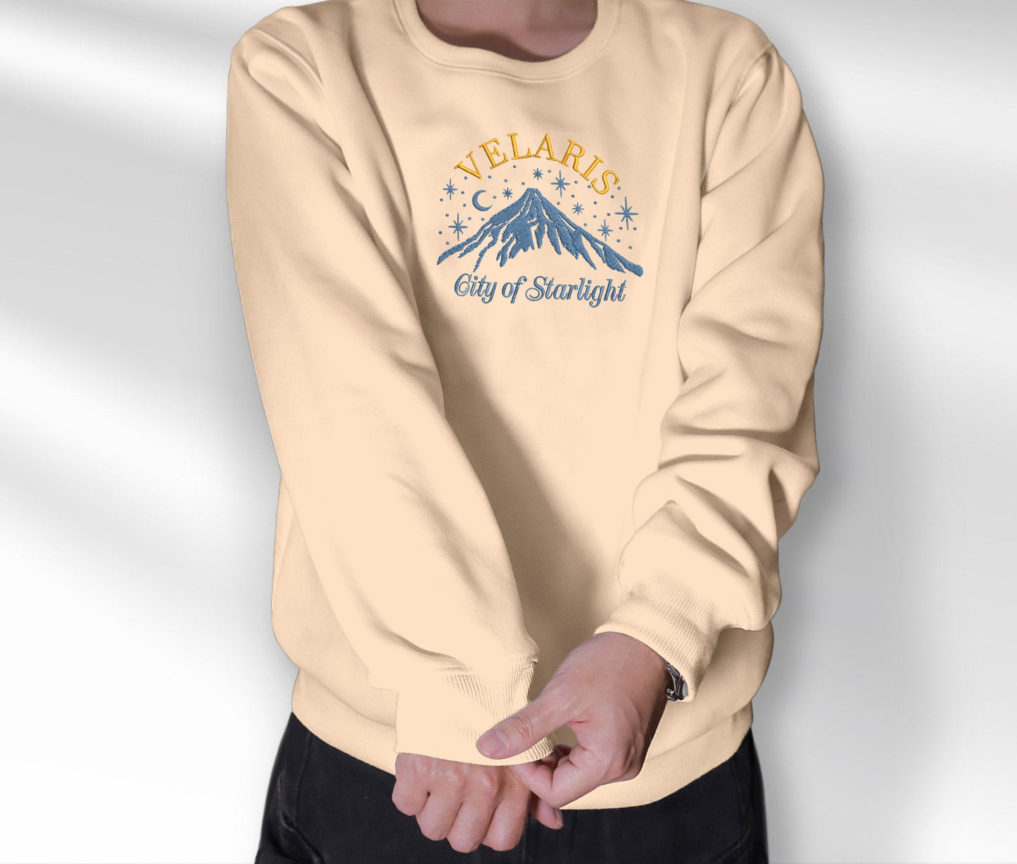 Velaris Embroidered Sweatshirt, Mountain Stars Velaris City Of Starlight Crewneck, Shirt For Acotar Fan Club, Gift For Readers For Book Lover