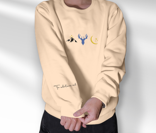 Embroidered Sjm Acotar Sweatshirt, Embroidered To Whatever End Sleeve Crewneck, For Rhysand & Feyre Fan Club, Gift For Readers, For Book Lover