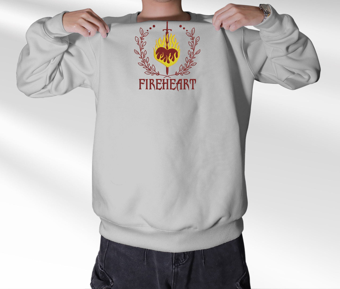 Fireheart Embroidered Sweatshirt, Throne Of Glass Quote Embroidered Crewneck, Empire Of Storms Heir Of Fire, Gift For Readers For Book Lover