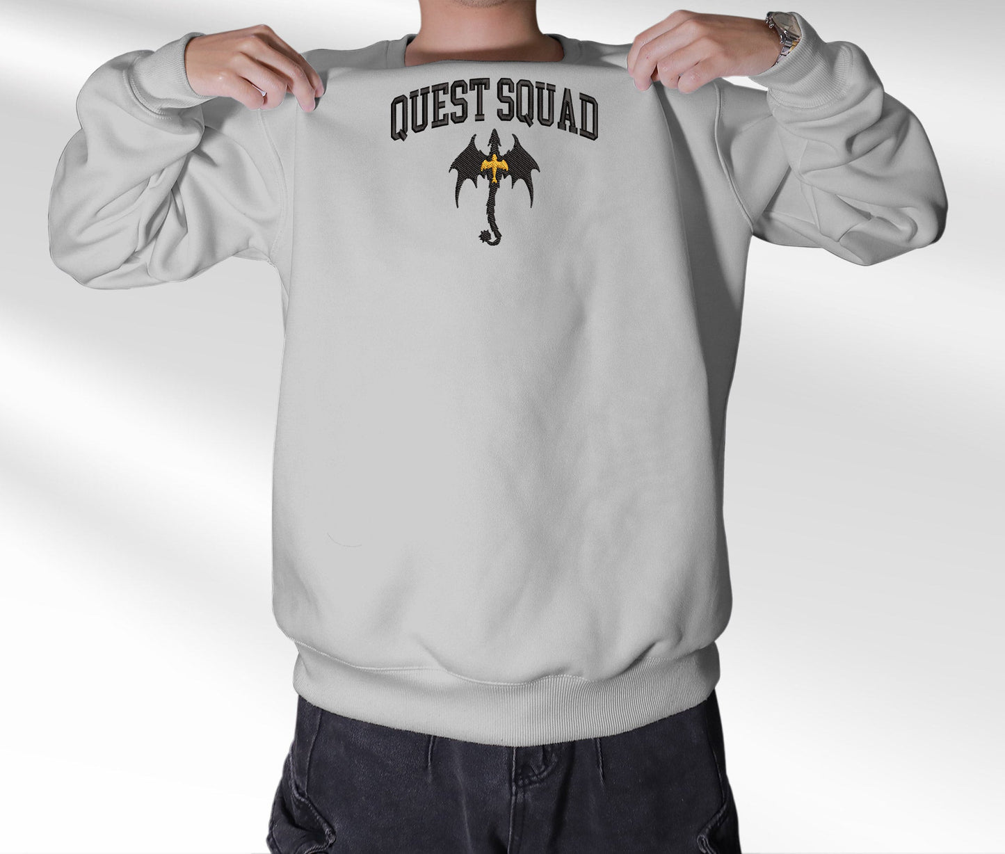 Embroidered Quest Squad Dragon Sweatshirt, Ridoc’s Version Embroidered Crewneck, Gift For Fan Club Onyx Storm Empyrean Series, For Book Lover