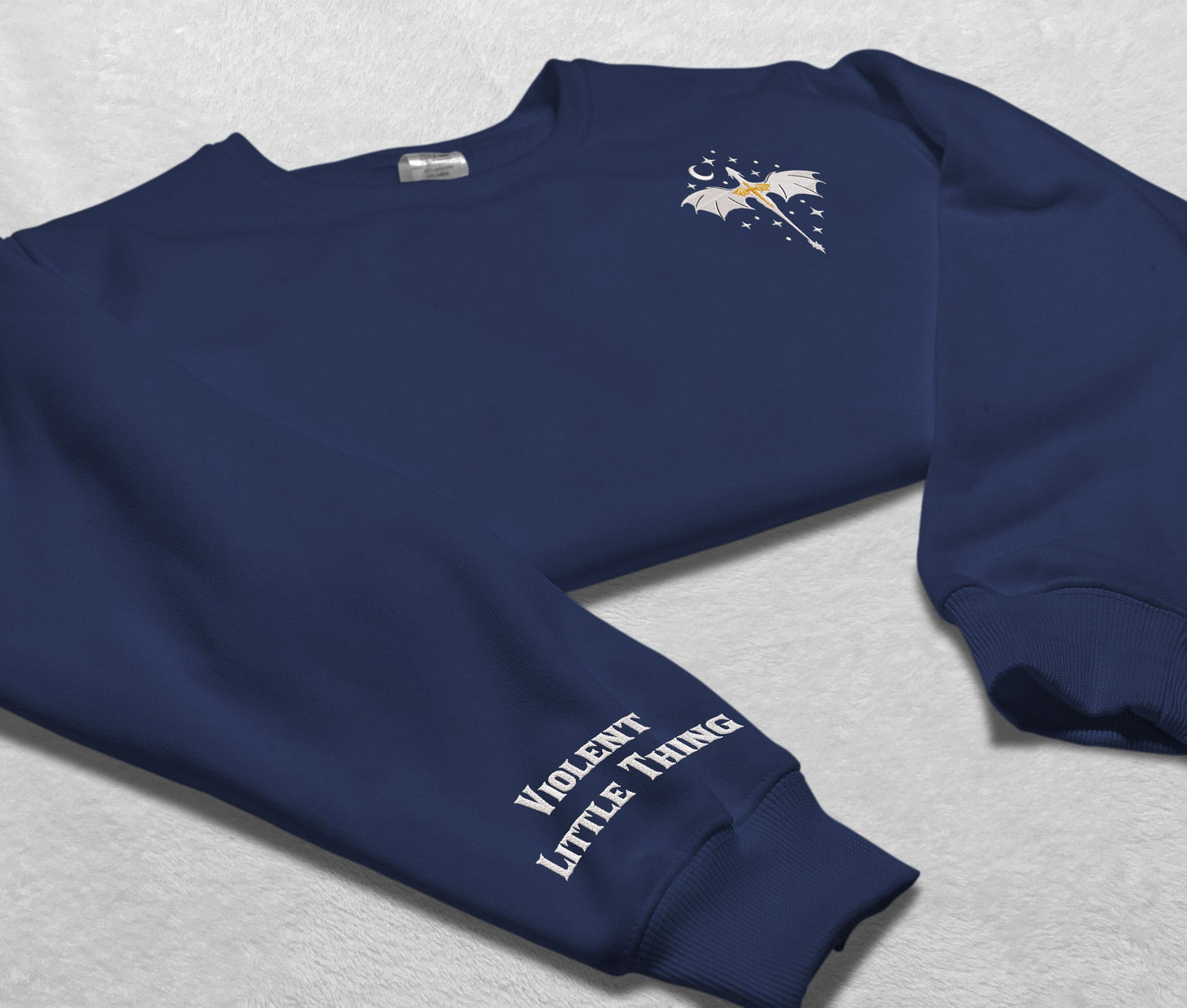 Embroidered Dragon Violent Little Thing Sweatshirt, Basgiath War College Crewneck, Gift For Fourth Wing Fan Club, Gift For Readers For Book Lover
