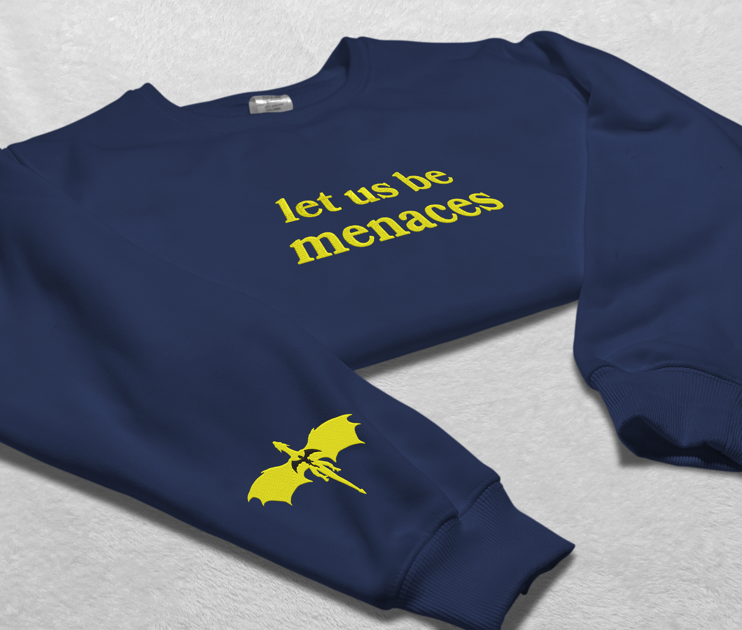 Embroidered Dragon Let Us Be Menaces Sweatshirt, Embroidered Crewneck For Fourth Wing Fan Club, Gift For Readers For Book Lover