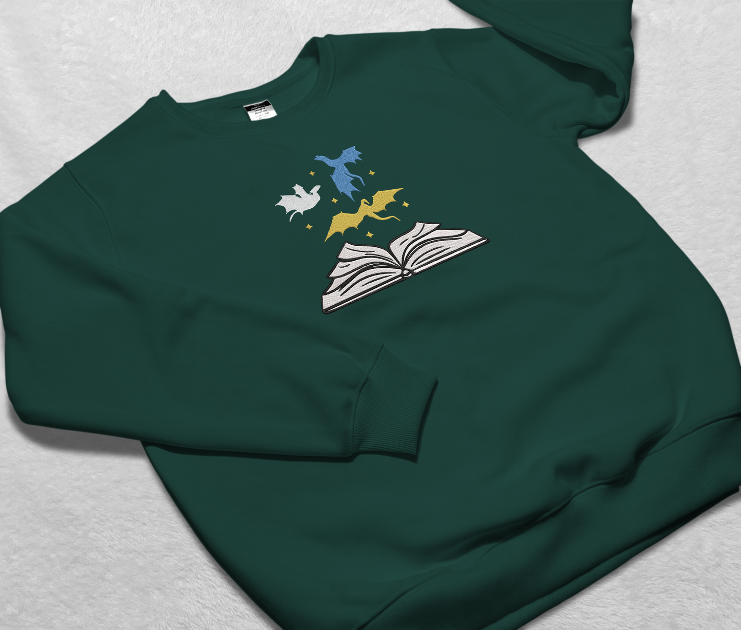 Dragons and Book Embroidered Sweatshirt, Velaris Acotar Art Shirt, Fourth Wing Merch Shirt, Bookish Trendy Shirt, Reader Gift For Book Lover