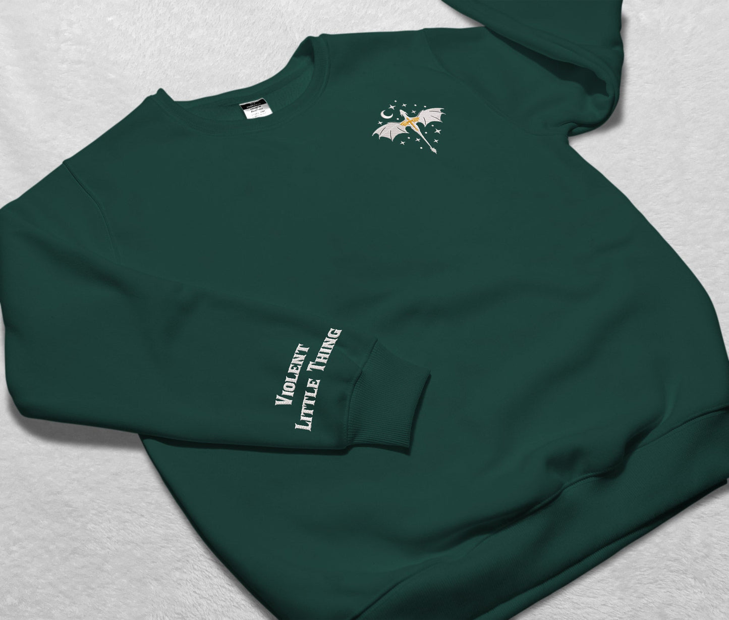Embroidered Dragon Violent Little Thing Sweatshirt, Basgiath War College Crewneck, Gift For Fourth Wing Fan Club, Gift For Readers For Book Lover