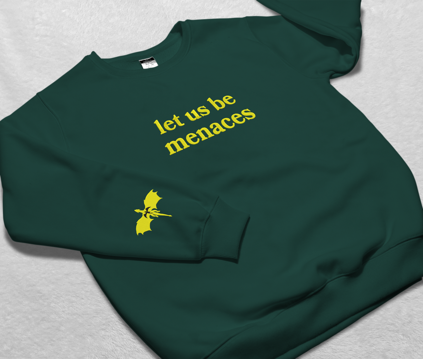 Embroidered Dragon Let Us Be Menaces Sweatshirt, Embroidered Crewneck For Fourth Wing Fan Club, Gift For Readers For Book Lover