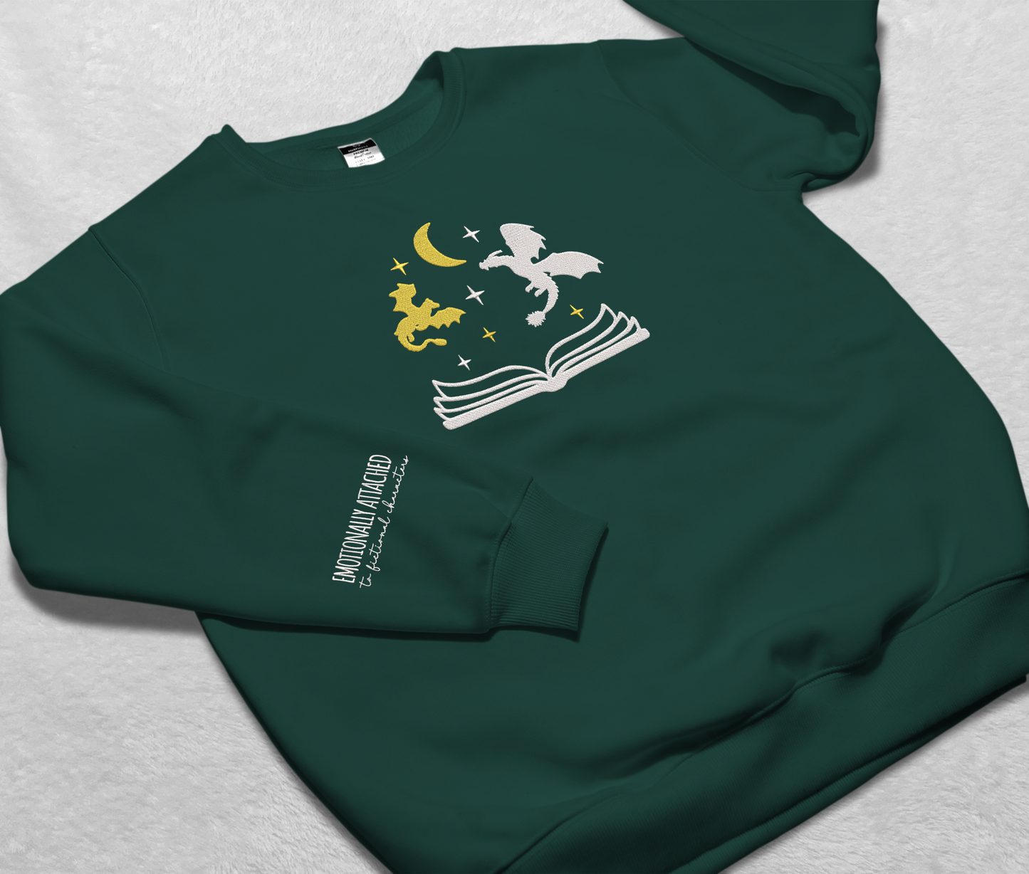 Dragons And Book Embroidered Sweatshirt, Fourth Wing Embroidered Crewneck, Gift For Empyrean Series Fan Club, Gift For Readers, For Book Lover