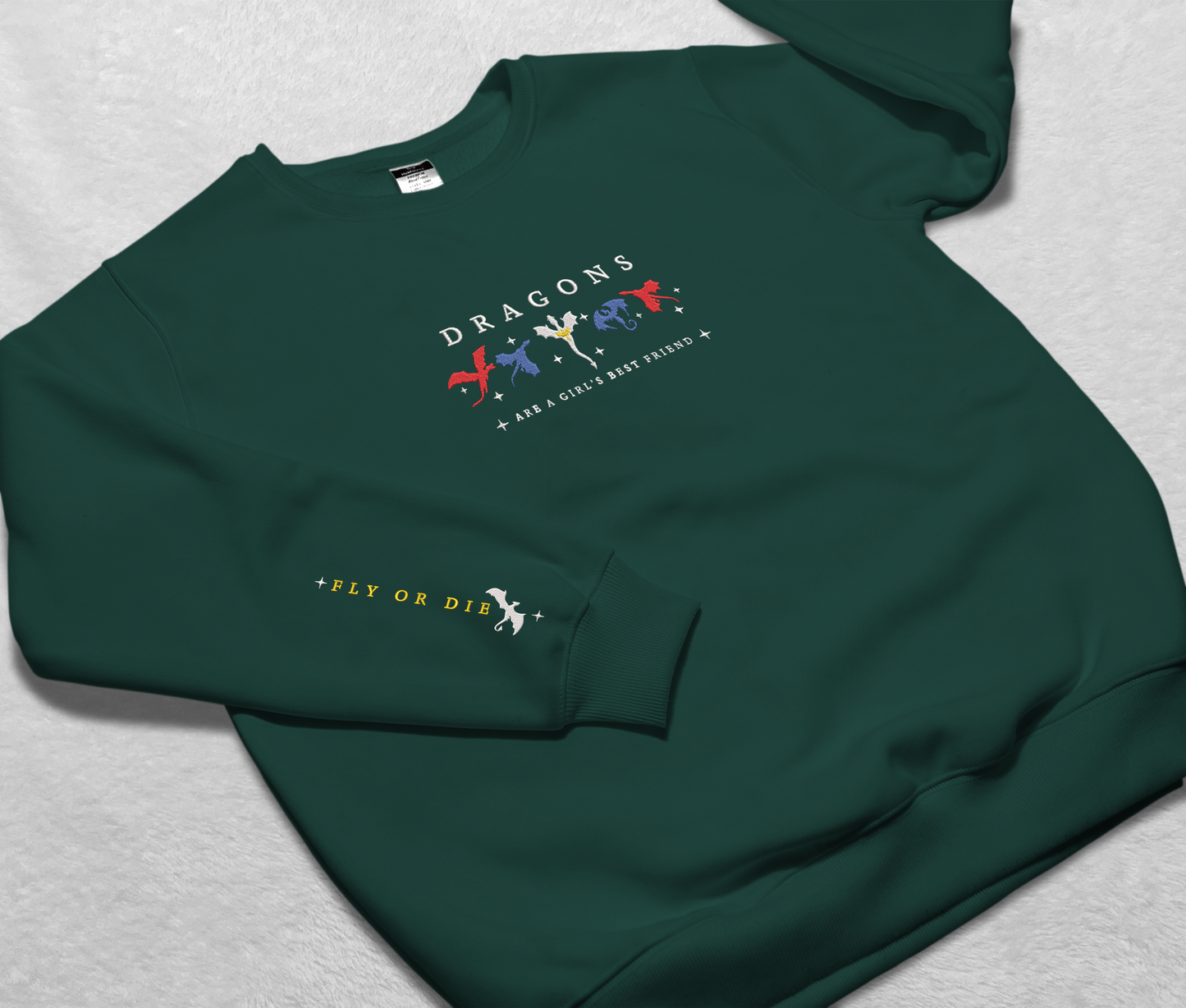 Dragons Fourth Wing Embroidered Sweatshirt, Fly Or Die Embroidered Crewneck, Gift For Fan Club Empyrean Series, Gift For Readers, For Book Lover