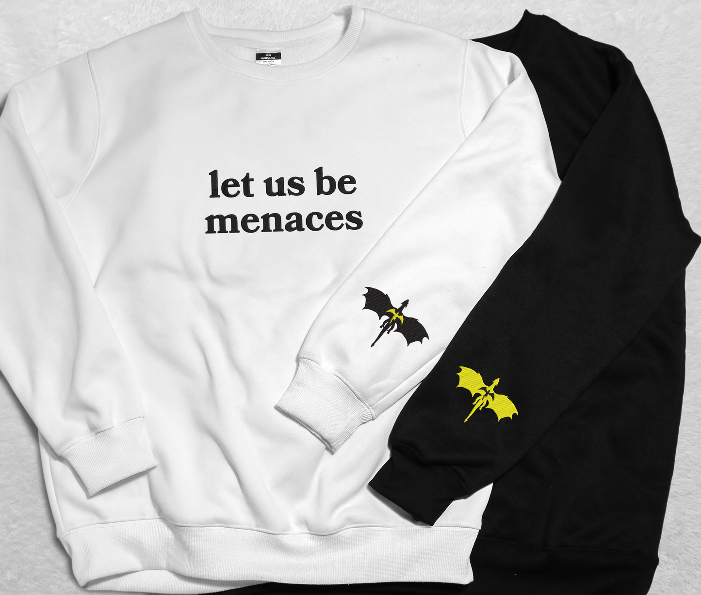 Embroidered Dragon Let Us Be Menaces Sweatshirt, Embroidered Crewneck For Fourth Wing Fan Club, Gift For Readers For Book Lover