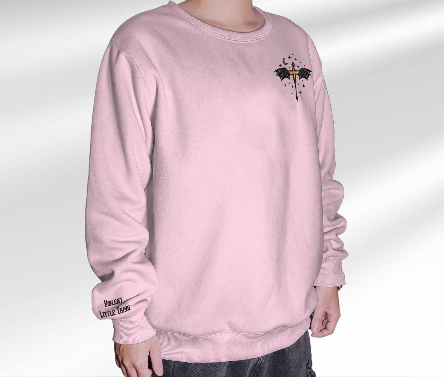 Embroidered Dragon Violent Little Thing Sweatshirt, Basgiath War College Crewneck, Gift For Fourth Wing Fan Club, Gift For Readers For Book Lover