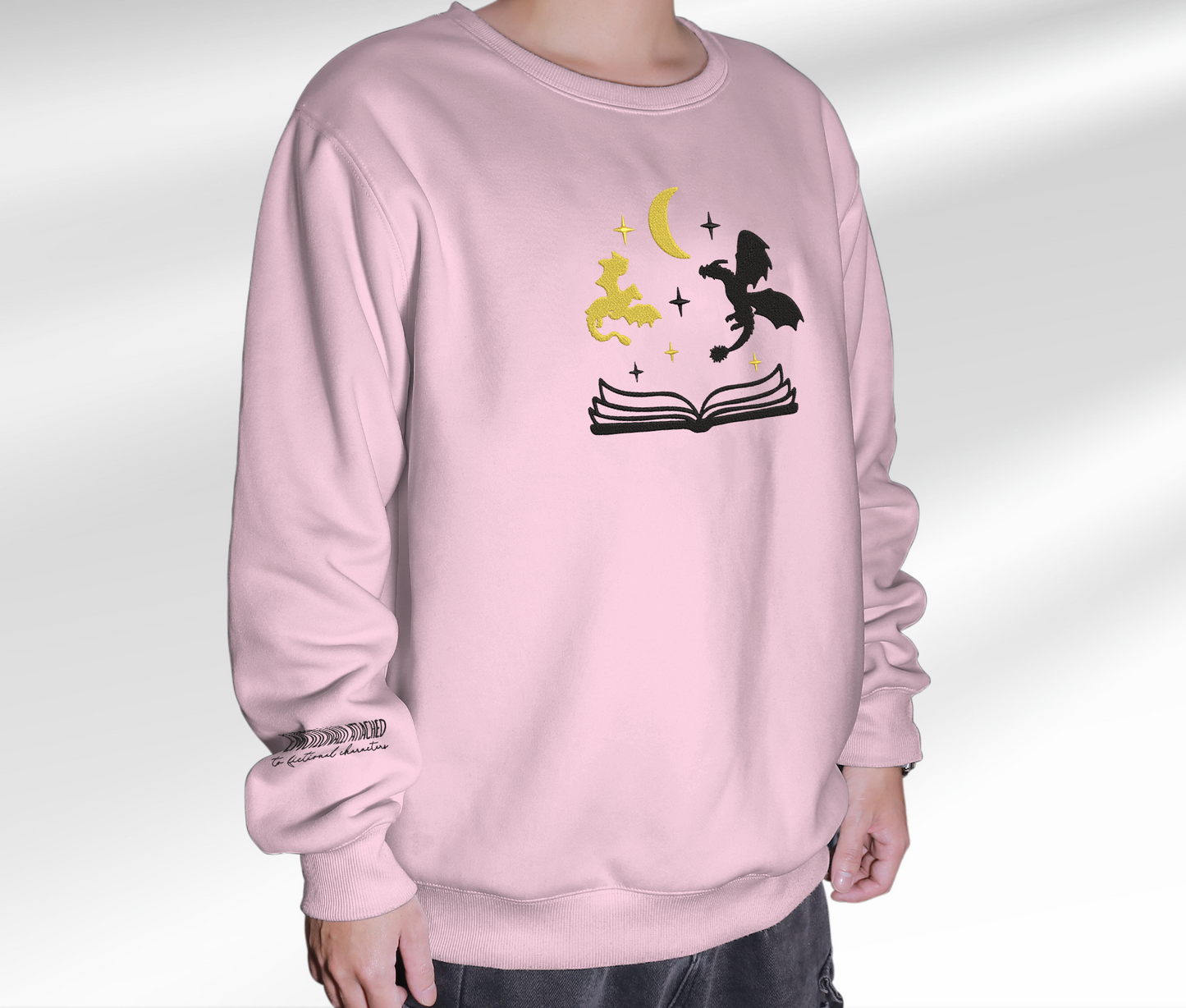 Dragons And Book Embroidered Sweatshirt, Fourth Wing Embroidered Crewneck, Gift For Empyrean Series Fan Club, Gift For Readers, For Book Lover