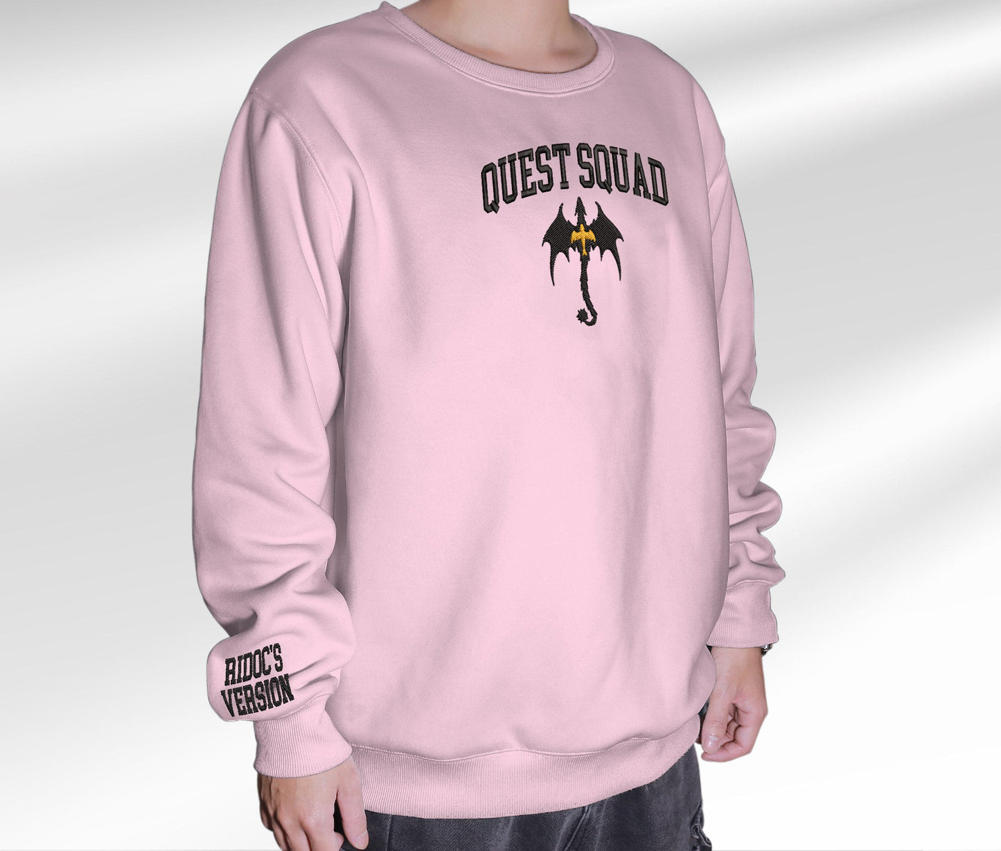 Embroidered Quest Squad Dragon Sweatshirt, Ridoc’s Version Embroidered Crewneck, Gift For Fan Club Onyx Storm Empyrean Series, For Book Lover