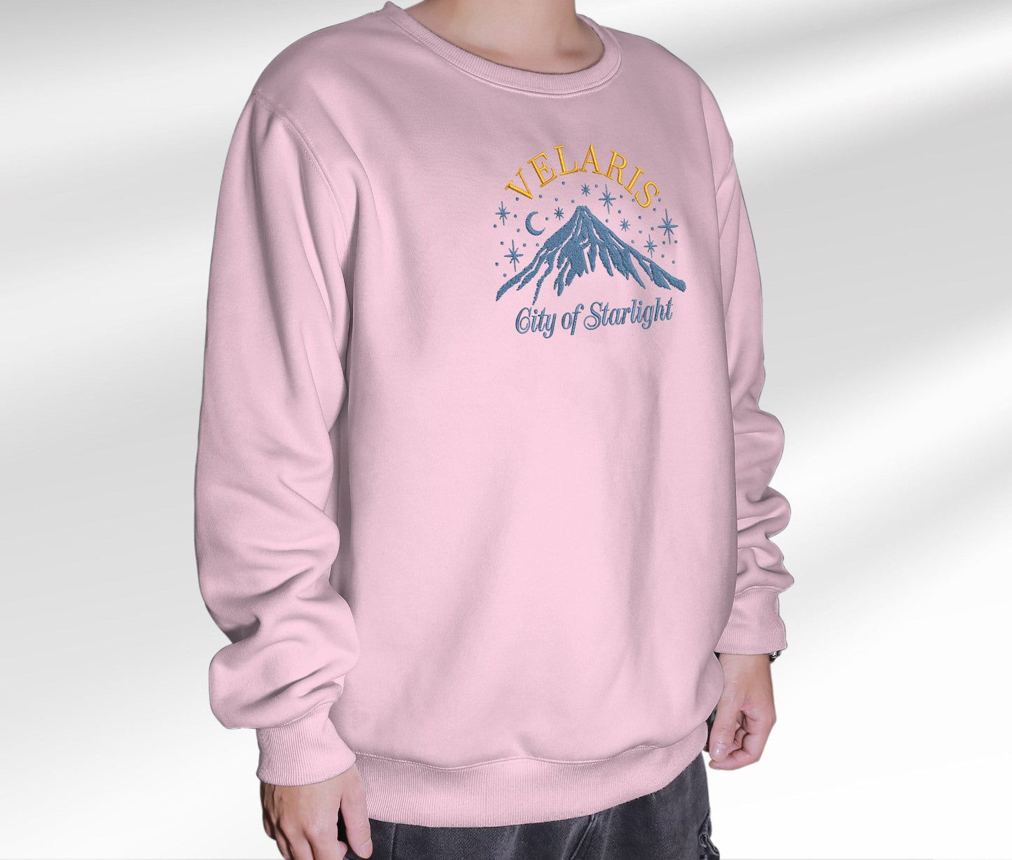 Velaris Embroidered Sweatshirt, Mountain Stars Velaris City Of Starlight Crewneck, Shirt For Acotar Fan Club, Gift For Readers For Book Lover