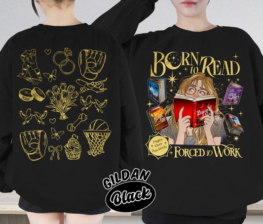 Born To Read Forced To Work Shirt, Windy City Series Book Stack Shirt, City Skyline Shirt, Romantasy Readers Shirt, Bookish Bookworm Book Nerd Shirt, Gift for Her, Gift for Readers for Book Lovers